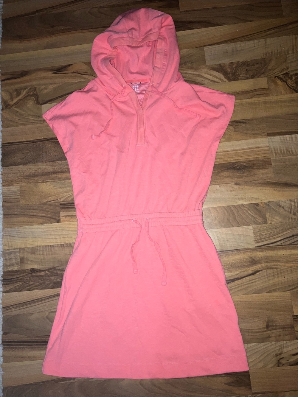 Title Nine bright coral  Hoodie button Henley neck drawstring waist dress Sz S